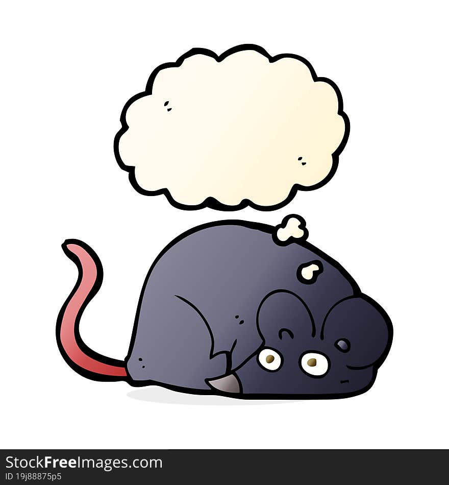 cartoon white mouse with thought bubble