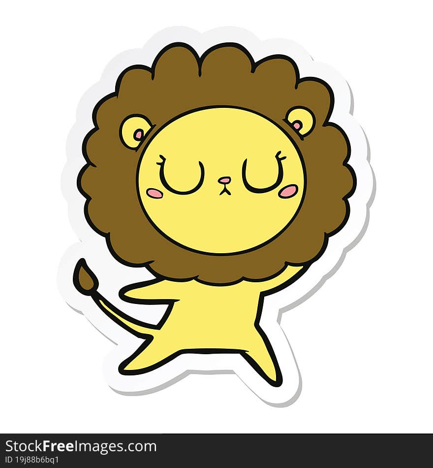 sticker of a cartoon lion dancing