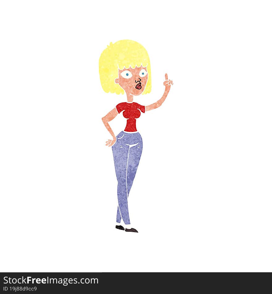 Retro Cartoon Woman With Idea