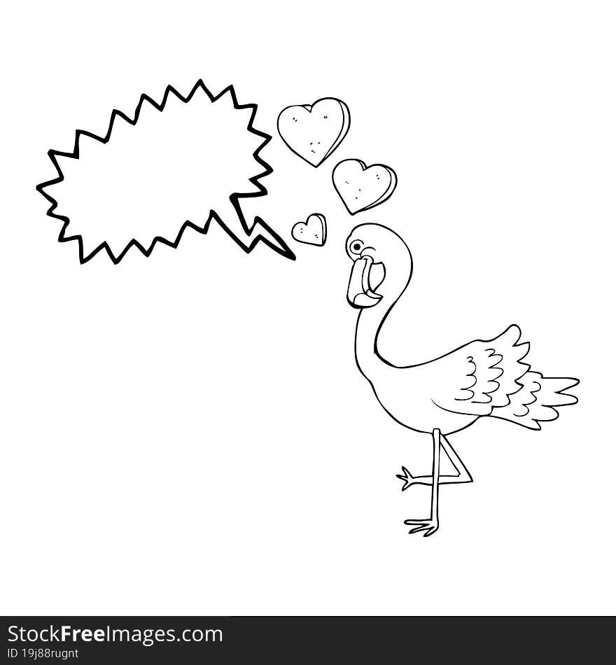 Speech Bubble Cartoon Flamingo In Love