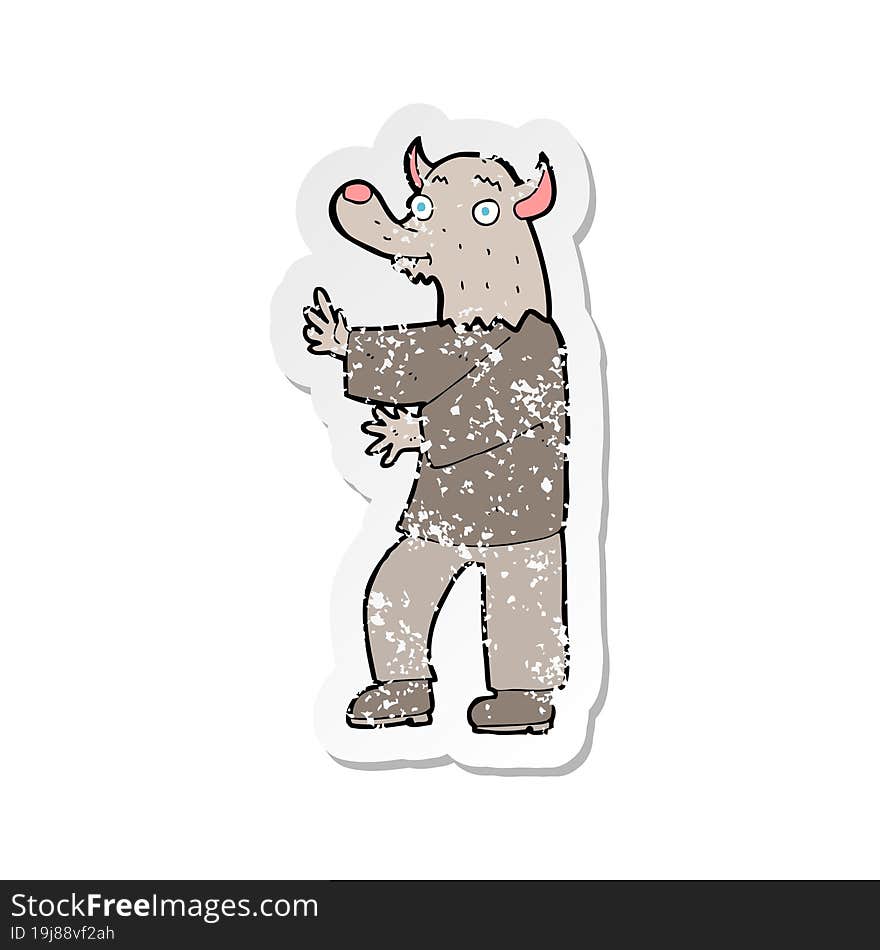 retro distressed sticker of a cartoon werewolf