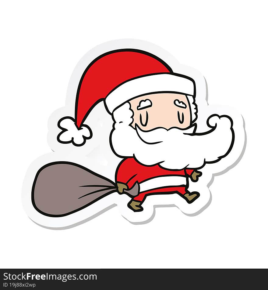 sticker of a cartoon santa claus with sack