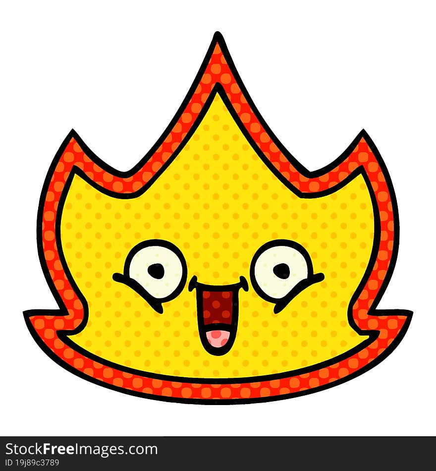 comic book style cartoon of a happy fire