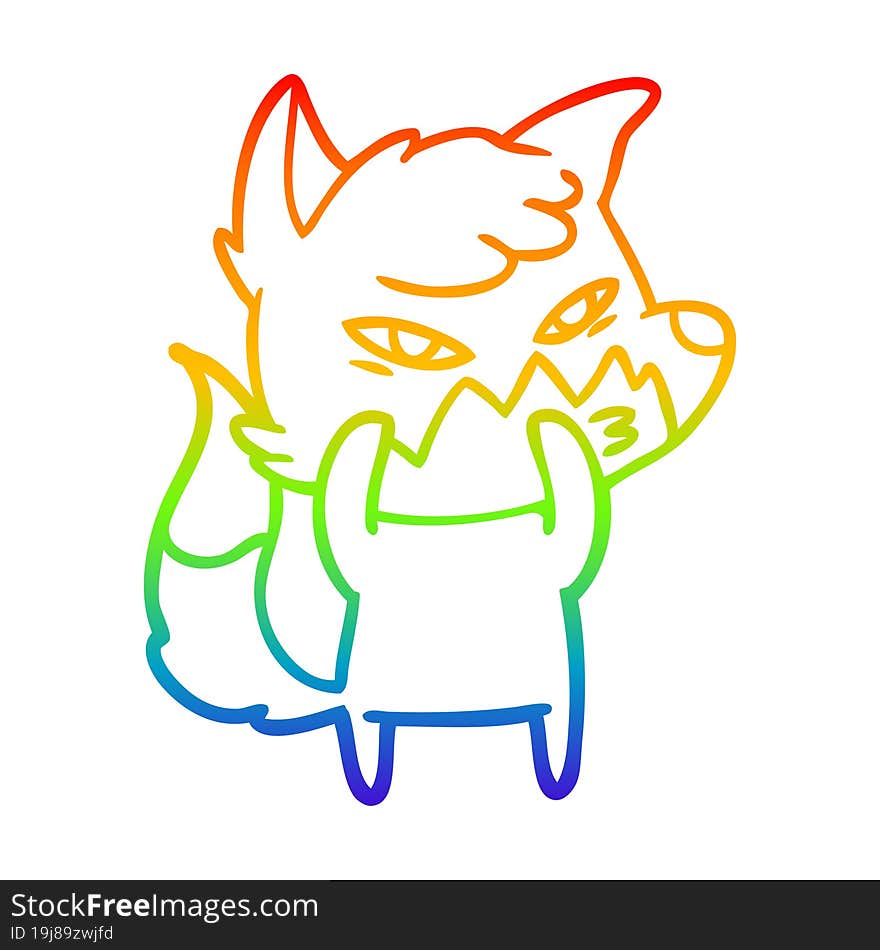 rainbow gradient line drawing clever cartoon fox