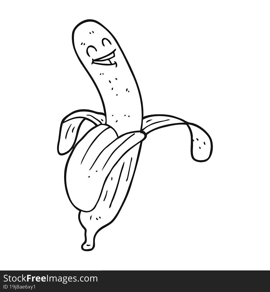 Black And White Cartoon Banana