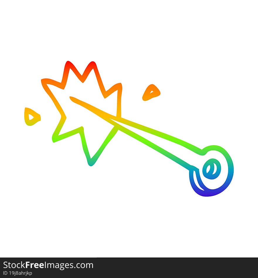 rainbow gradient line drawing of a cartoon sewing needle