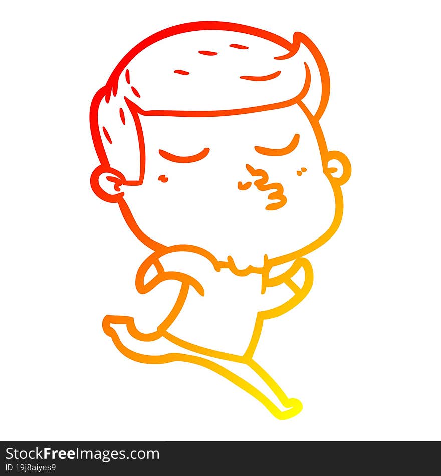 warm gradient line drawing cartoon model guy pouting