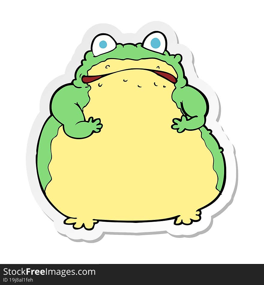 Sticker Of A Cartoon Fat Toad