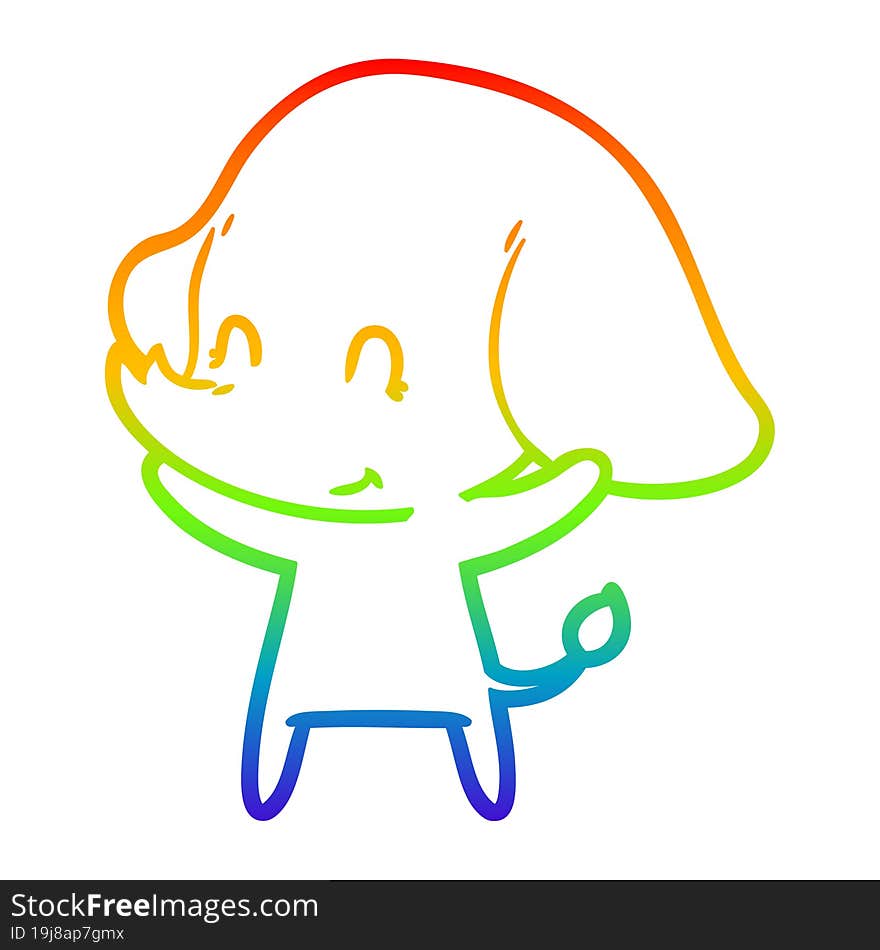 rainbow gradient line drawing cute cartoon elephant