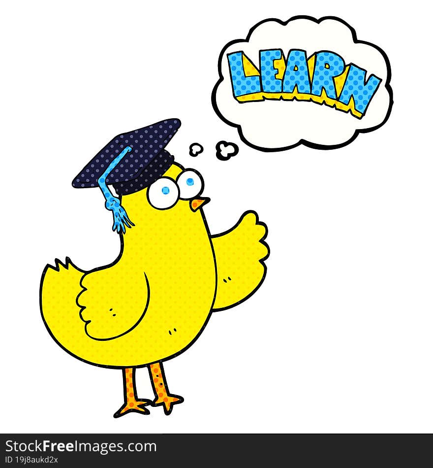 Thought Bubble Cartoon Bird With Learn Text