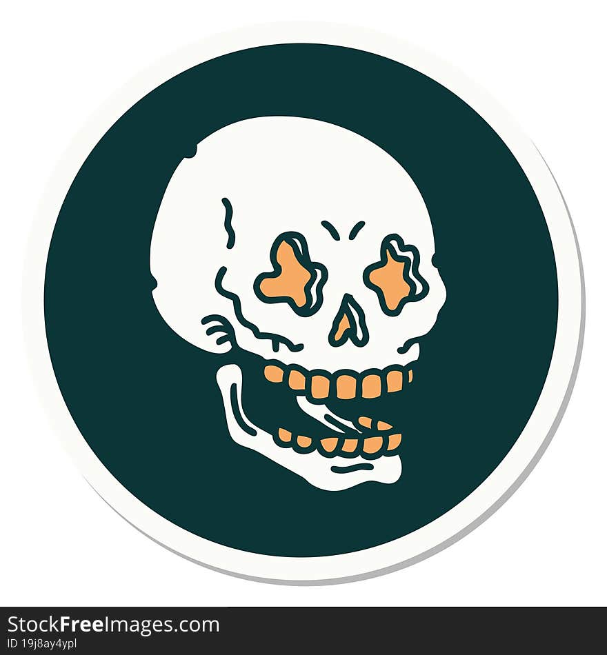 tattoo style sticker of a skull