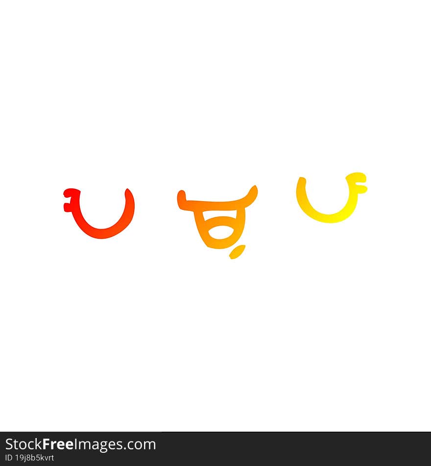 warm gradient line drawing happy cartoon expression