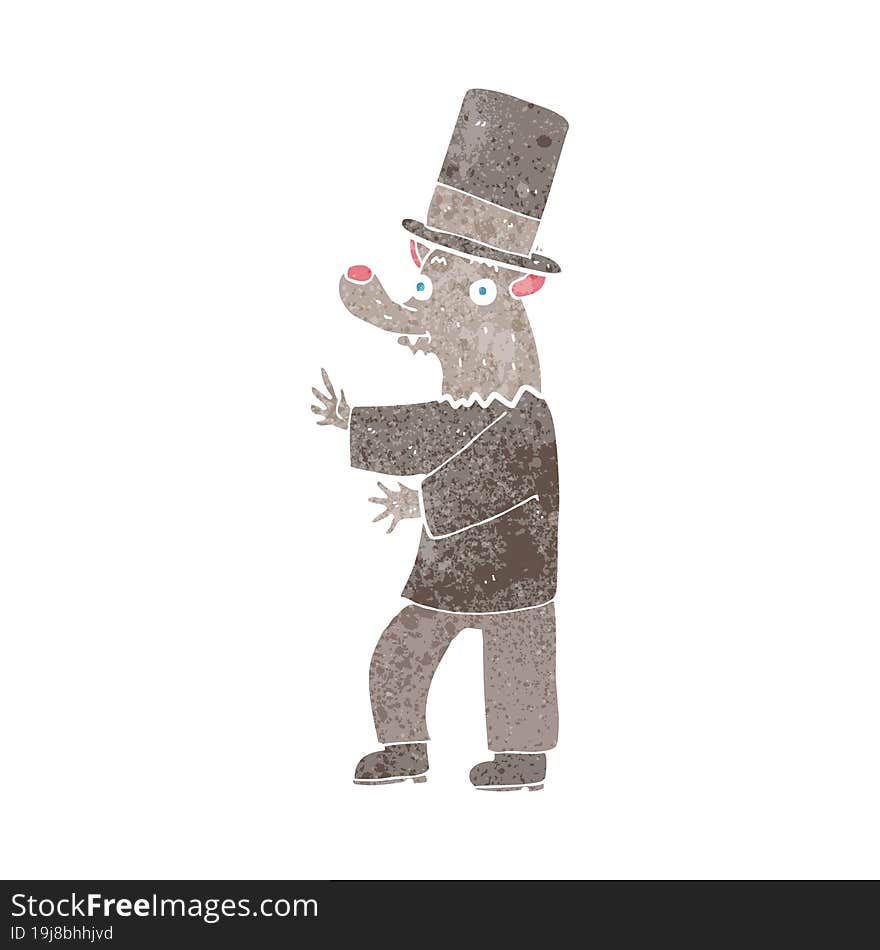 Cartoon Werewolf In Top Hat