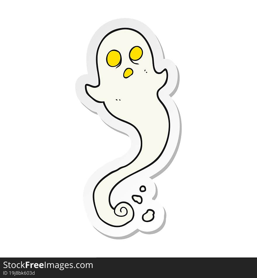 Sticker Of A Cartoon Halloween Ghost