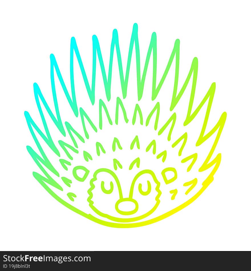 cold gradient line drawing cartoon spiky hedgehog