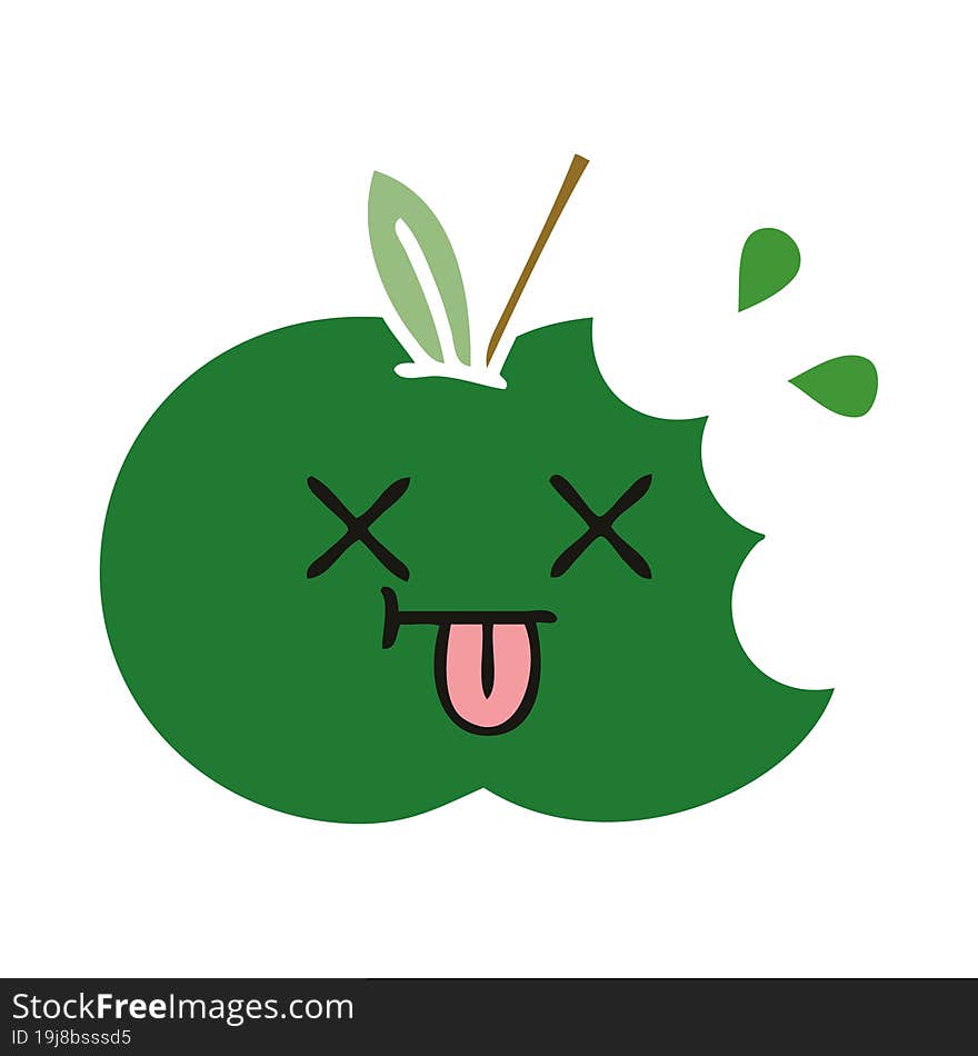 flat color retro cartoon juicy apple