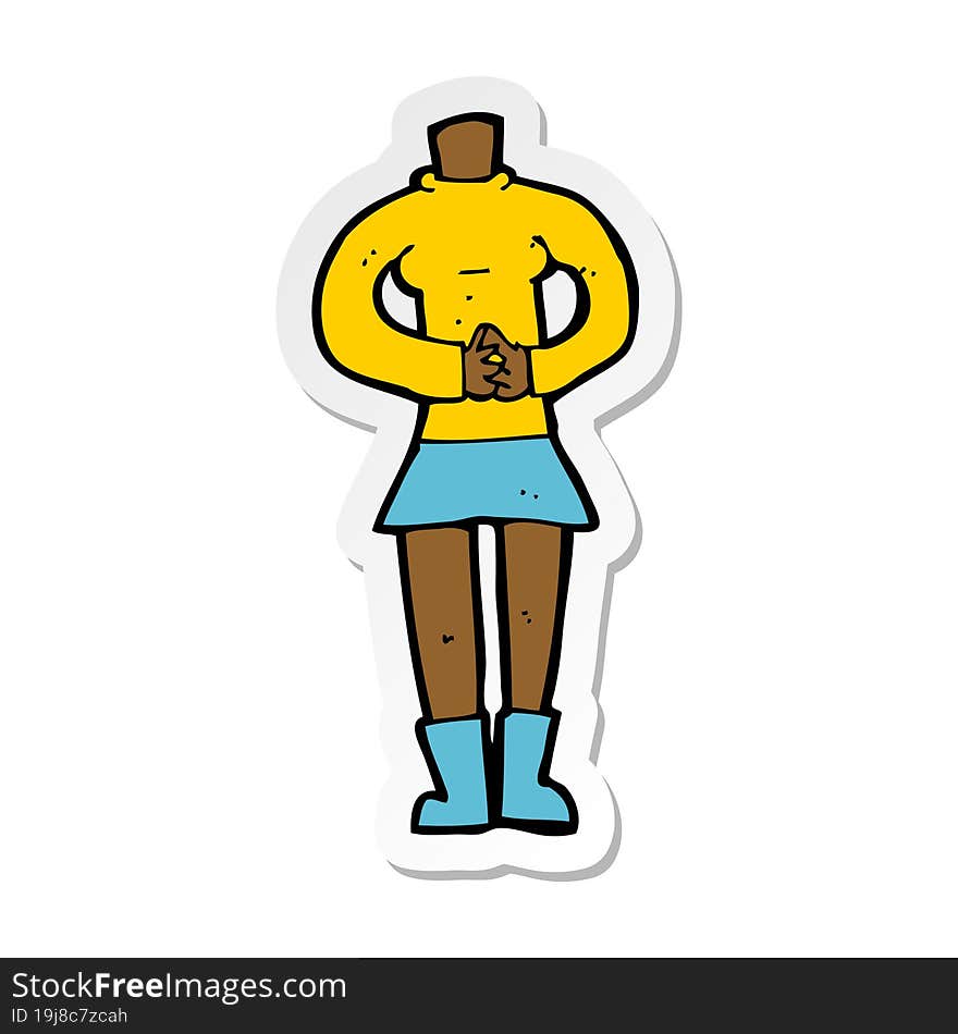 sticker of a cartoon female body