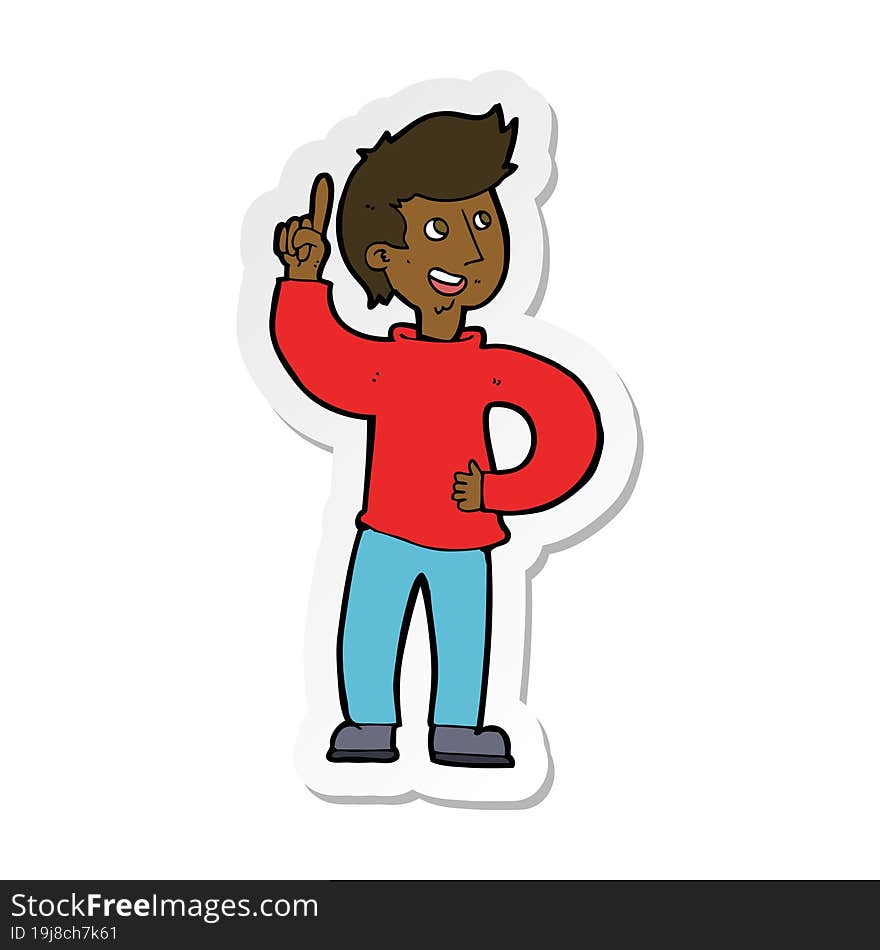 sticker of a cartoon man with idea