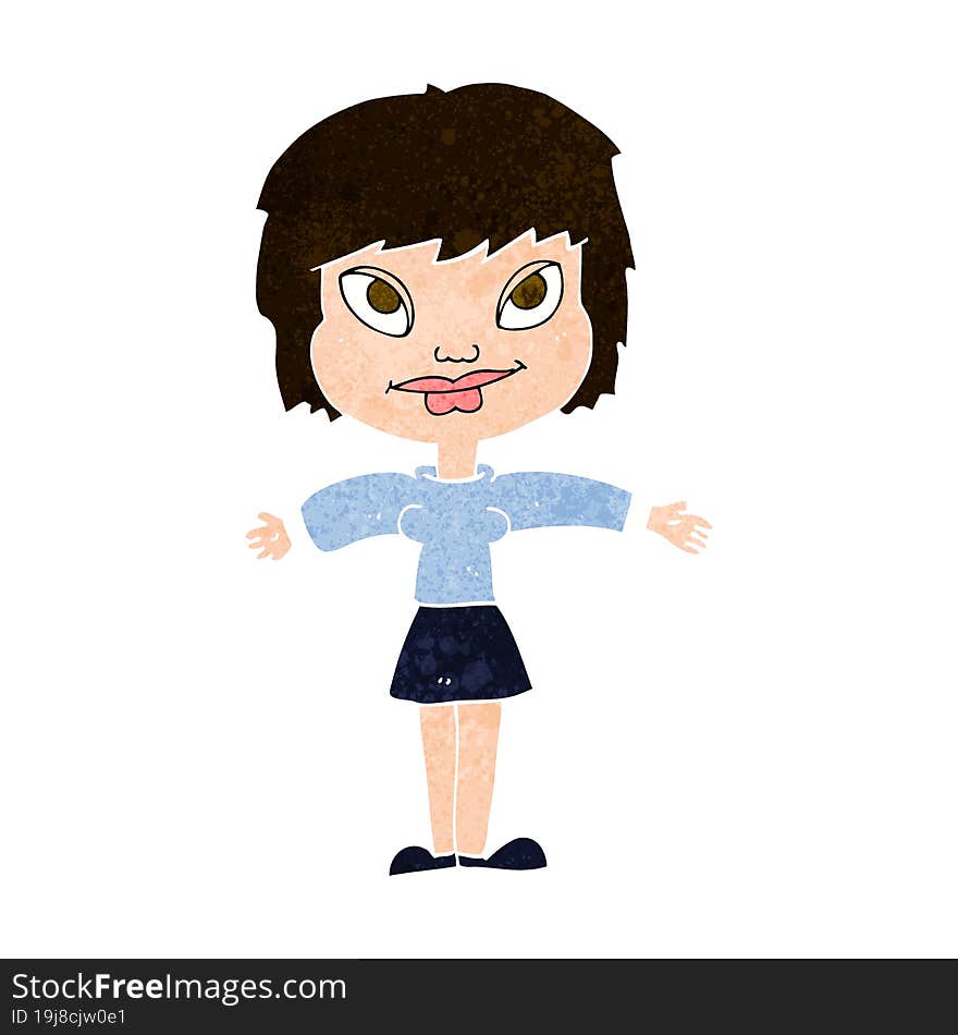 cartoon woman with open amrs