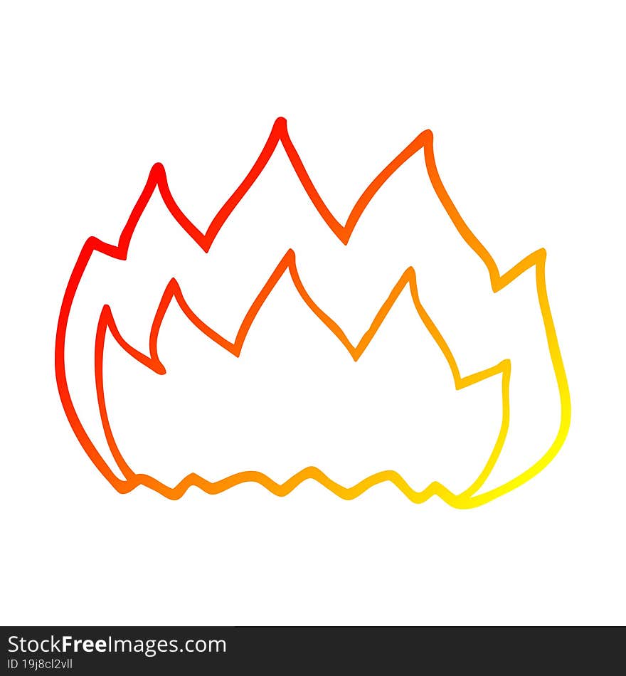 warm gradient line drawing of a cartoon gas flame