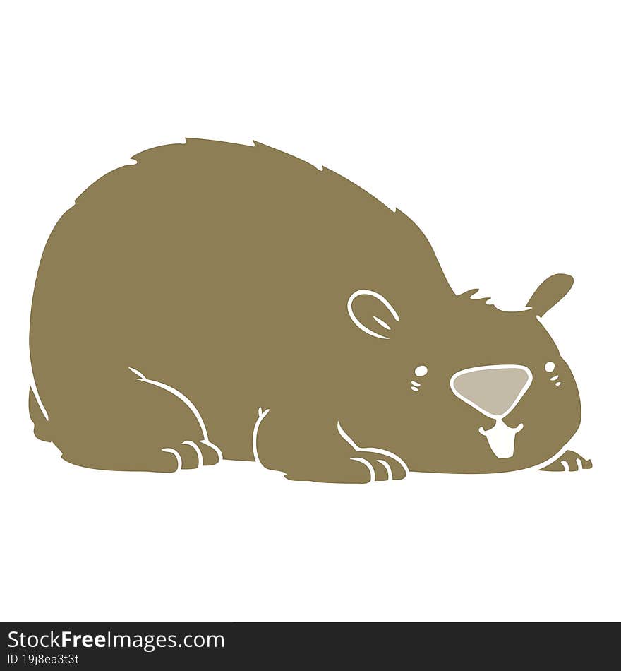 flat color style cartoon wombat