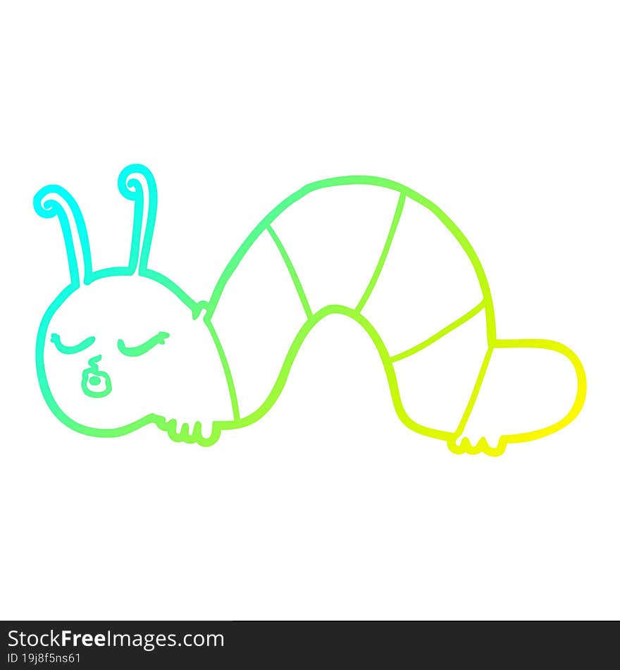 Cold Gradient Line Drawing Cartoon Caterpillar