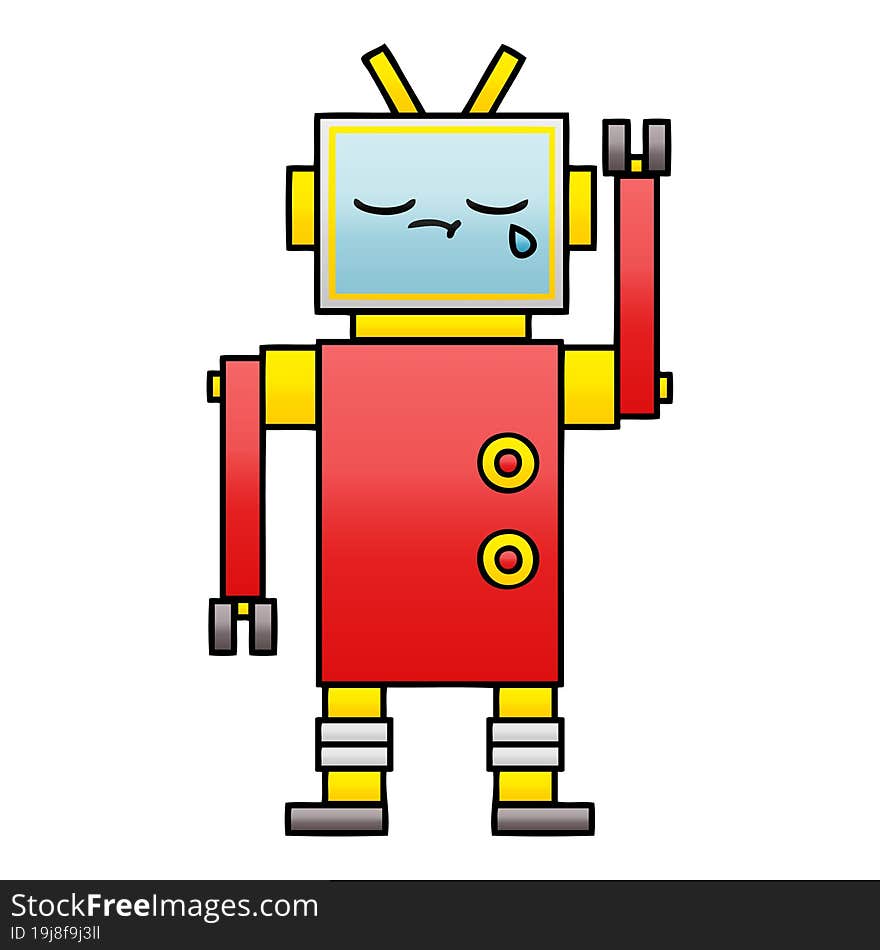 gradient shaded cartoon crying robot