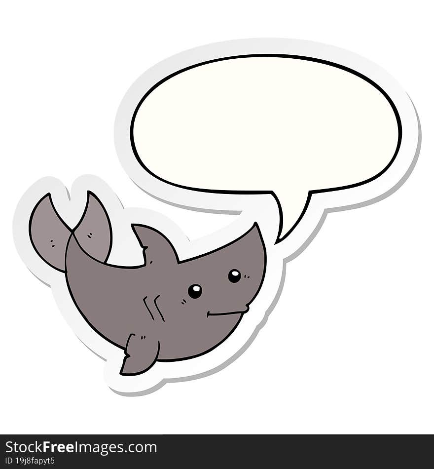 cartoon shark and speech bubble sticker