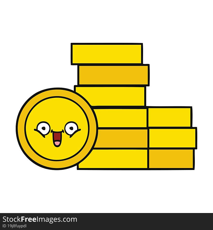 cute cartoon of a coins. cute cartoon of a coins