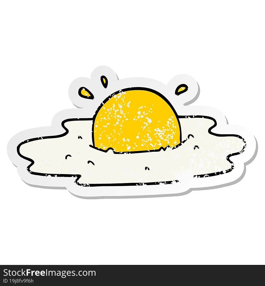 distressed sticker of a cartoon fried egg