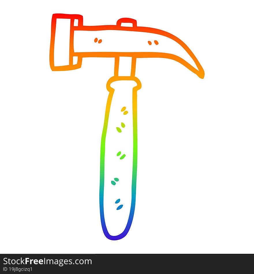 Rainbow Gradient Line Drawing Cartoon Hammer