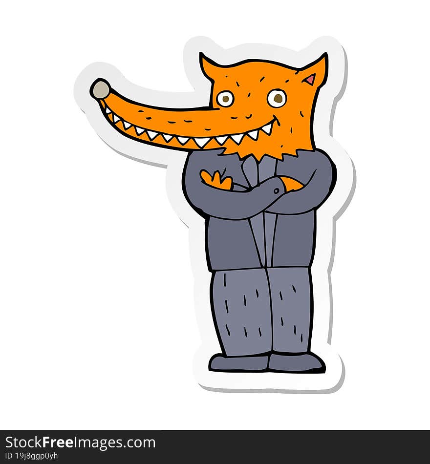 sticker of a cartoon fox man