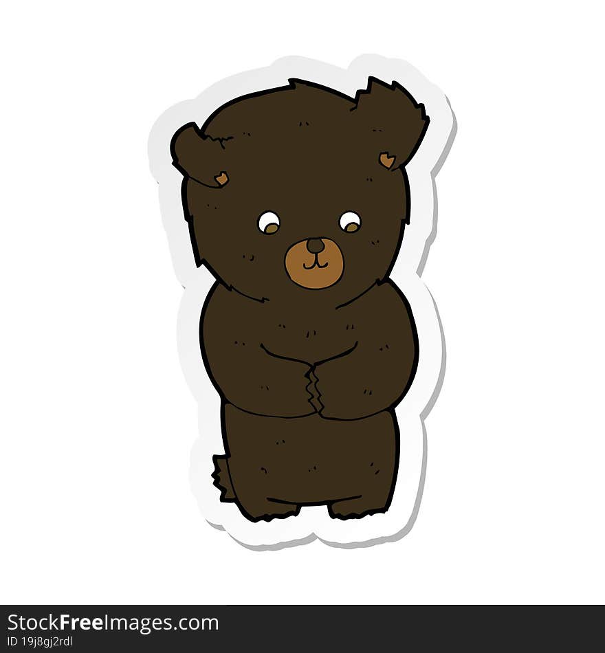 sticker of a cute cartoon black bear