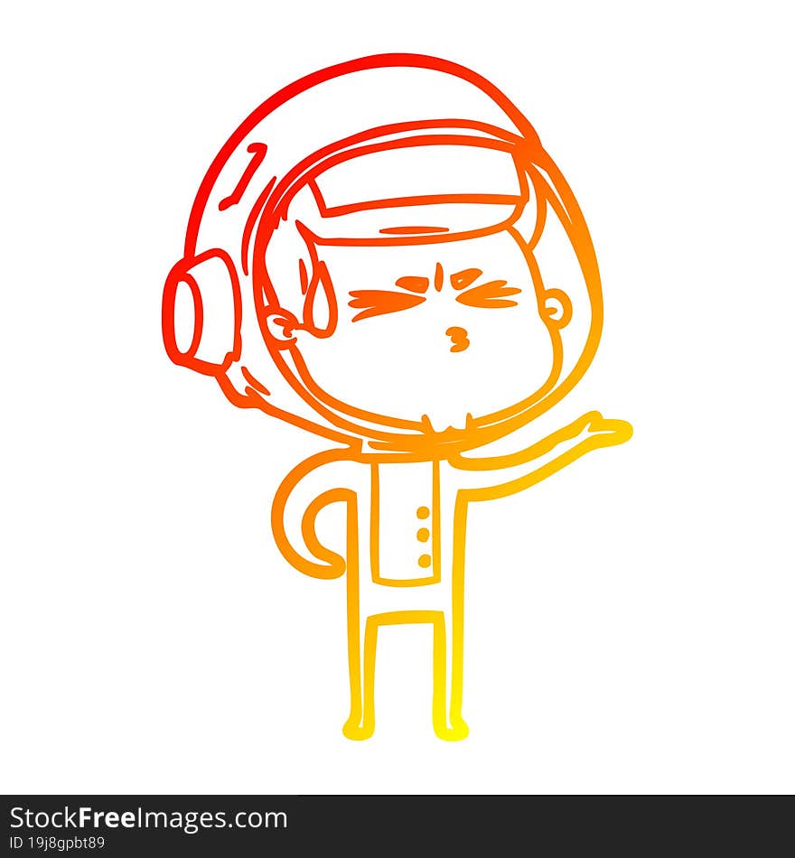 warm gradient line drawing cartoon stressed astronaut