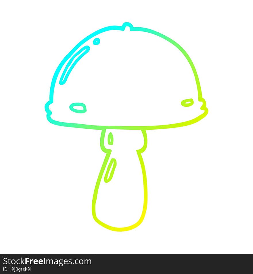 Cold Gradient Line Drawing Cartoon Mushroom