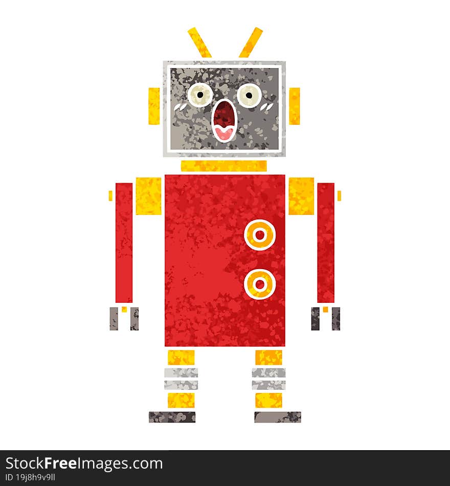 Retro Illustration Style Cartoon Robot