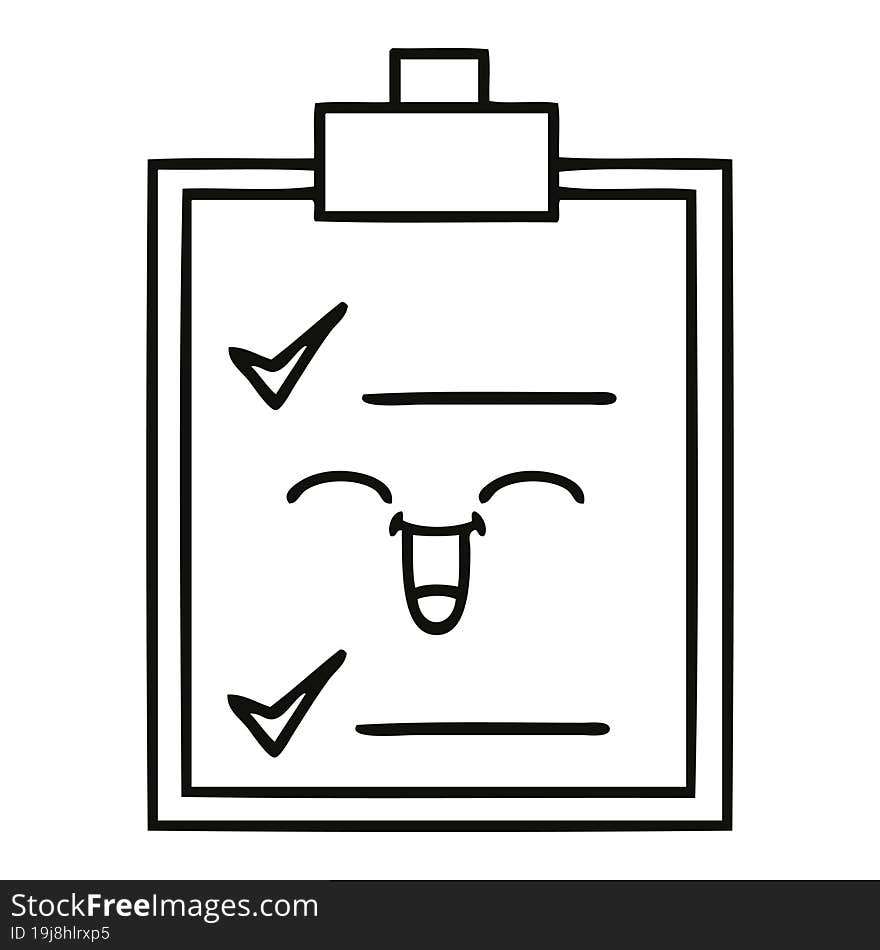 line drawing cartoon of a check list