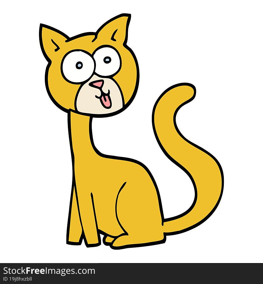 funny hand drawn doodle style cartoon cat