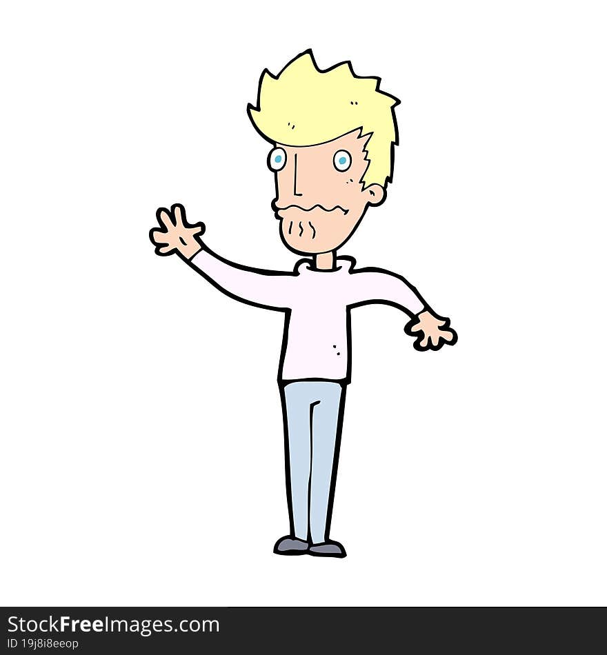 Cartoon Worried Man Reaching Out