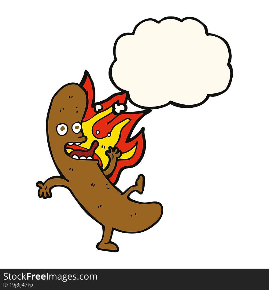 crazy cartoon sausage with thought bubble