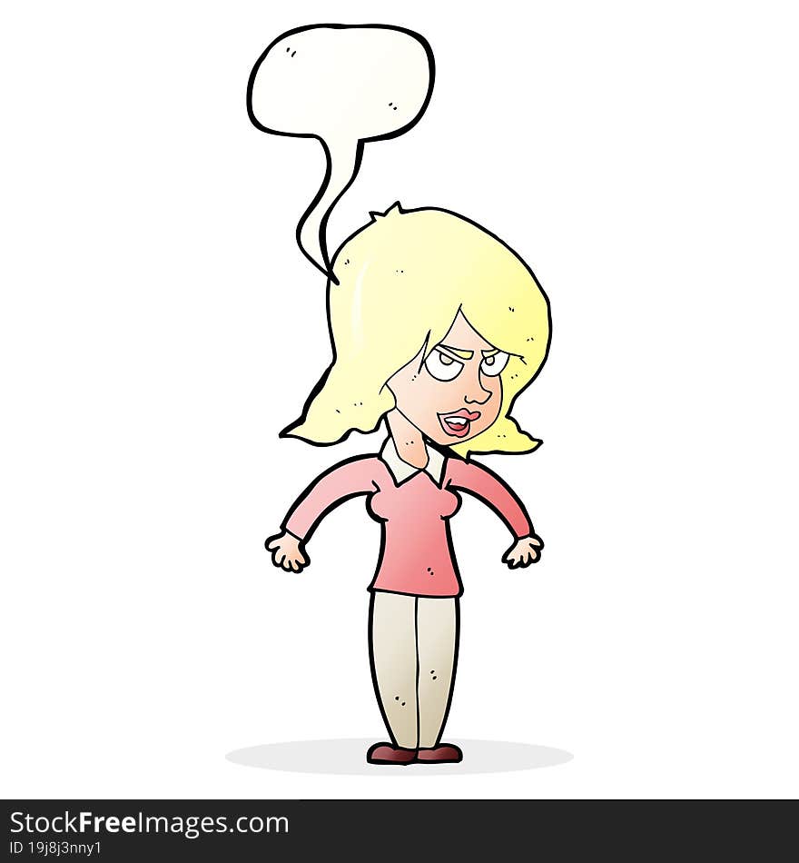 cartoon mean woman with speech bubble