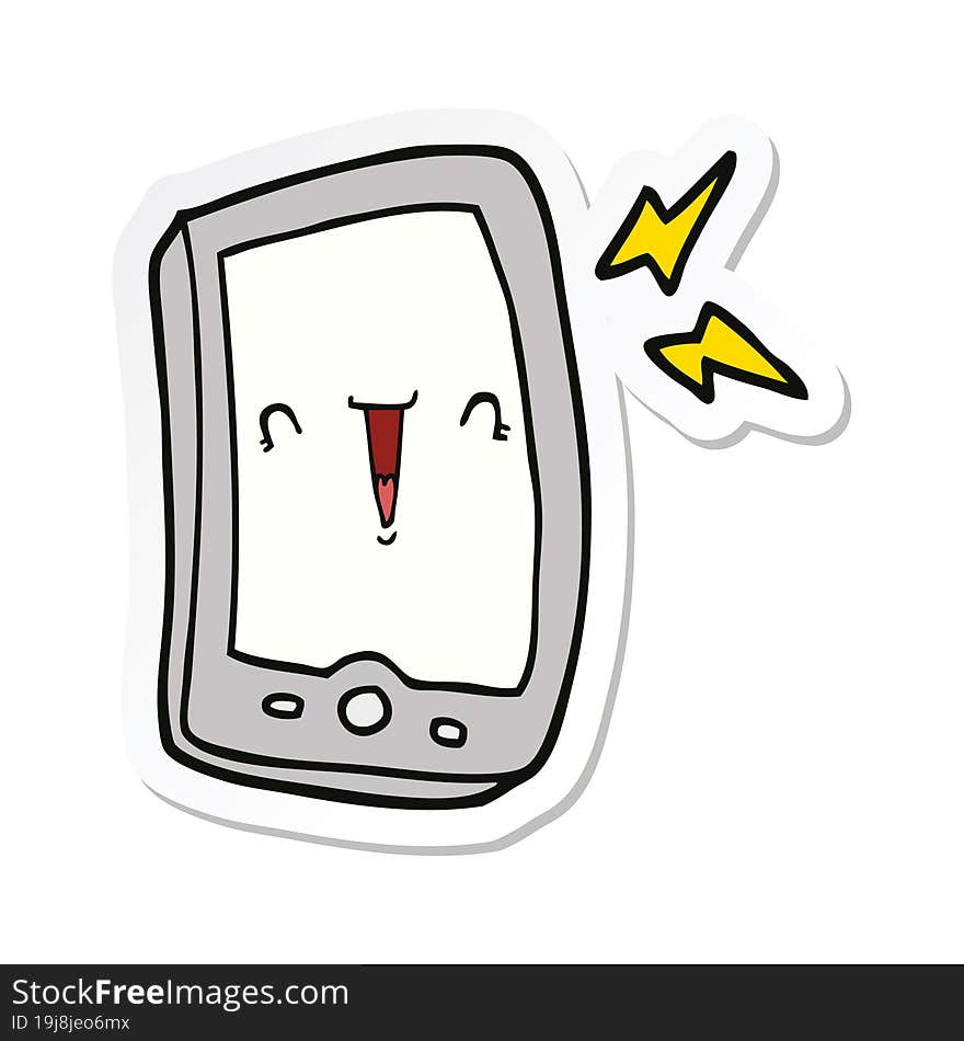 Sticker Of A Cute Cartoon Mobile Phone