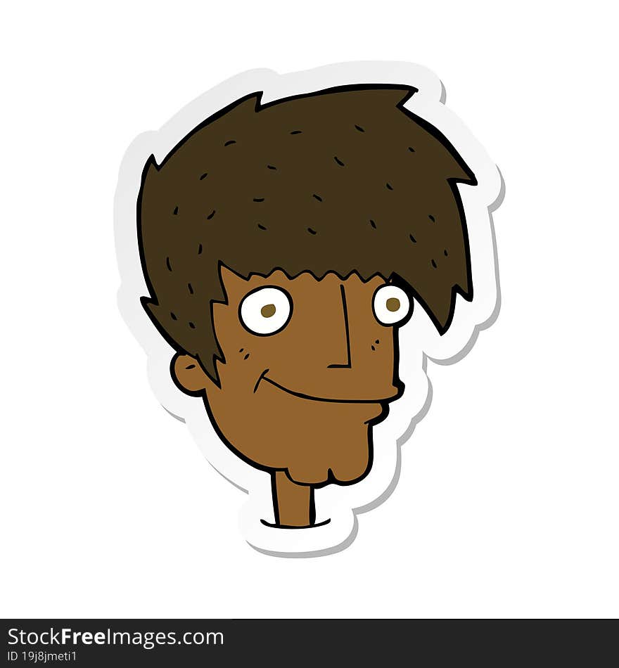 sticker of a cartoon smiling man