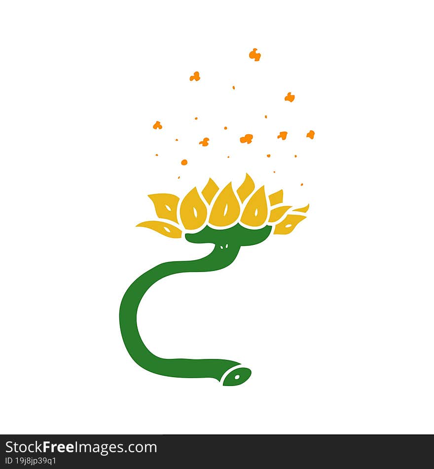 flat color style cartoon flower releasing pollen