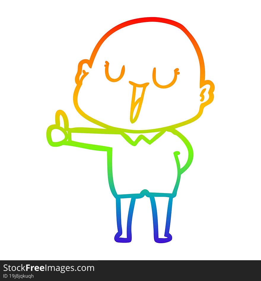 rainbow gradient line drawing happy cartoon bald man