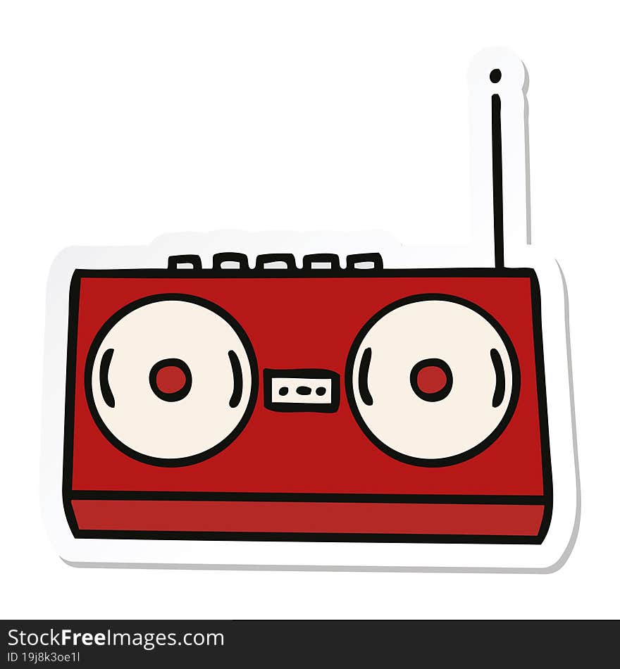 Sticker Of A Cute Cartoon Stereo