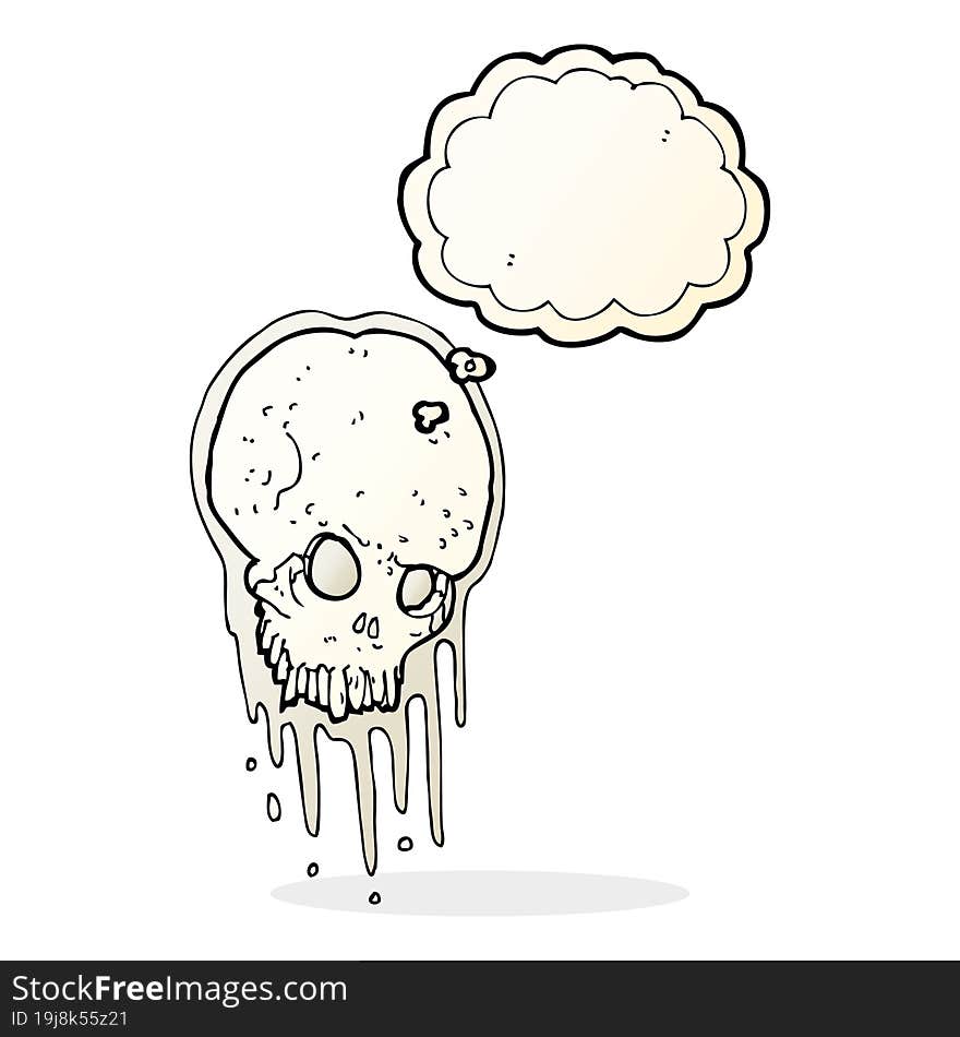 Cartoon Scary Skull With Thought Bubble