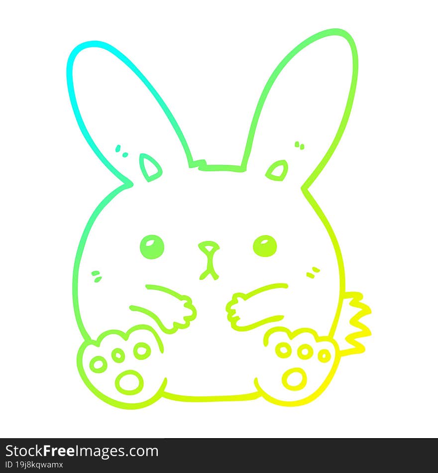 cold gradient line drawing of a cartoon rabbit