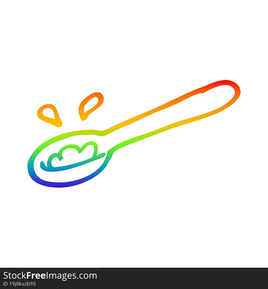 rainbow gradient line drawing cartoon ladle of food