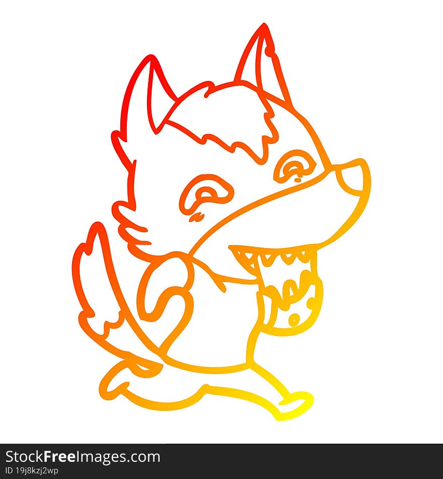 warm gradient line drawing cartoon hungry wolf